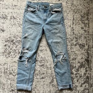 rag & bone Sky Blue Distressed High Rise Jeans